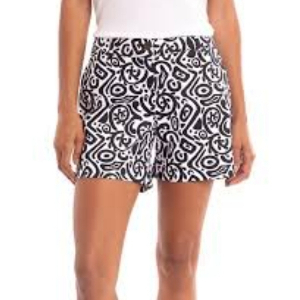 Isaac Mizrahi Black and White Print Shorts Small Domino Effect Bohi Preppy